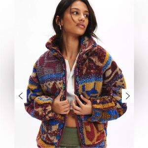 BDG Mae printed piled printed Multicolor fleece  Jacket